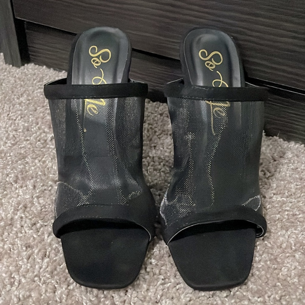 Lulu’s So Me Black Rima Mesh Heels